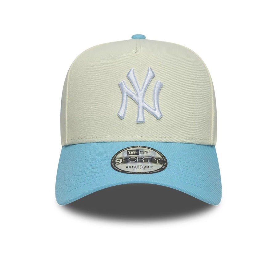 This is a New York Yankees MLB Cream & Blue 9FORTY A-Frame Adjustable Cap 2
