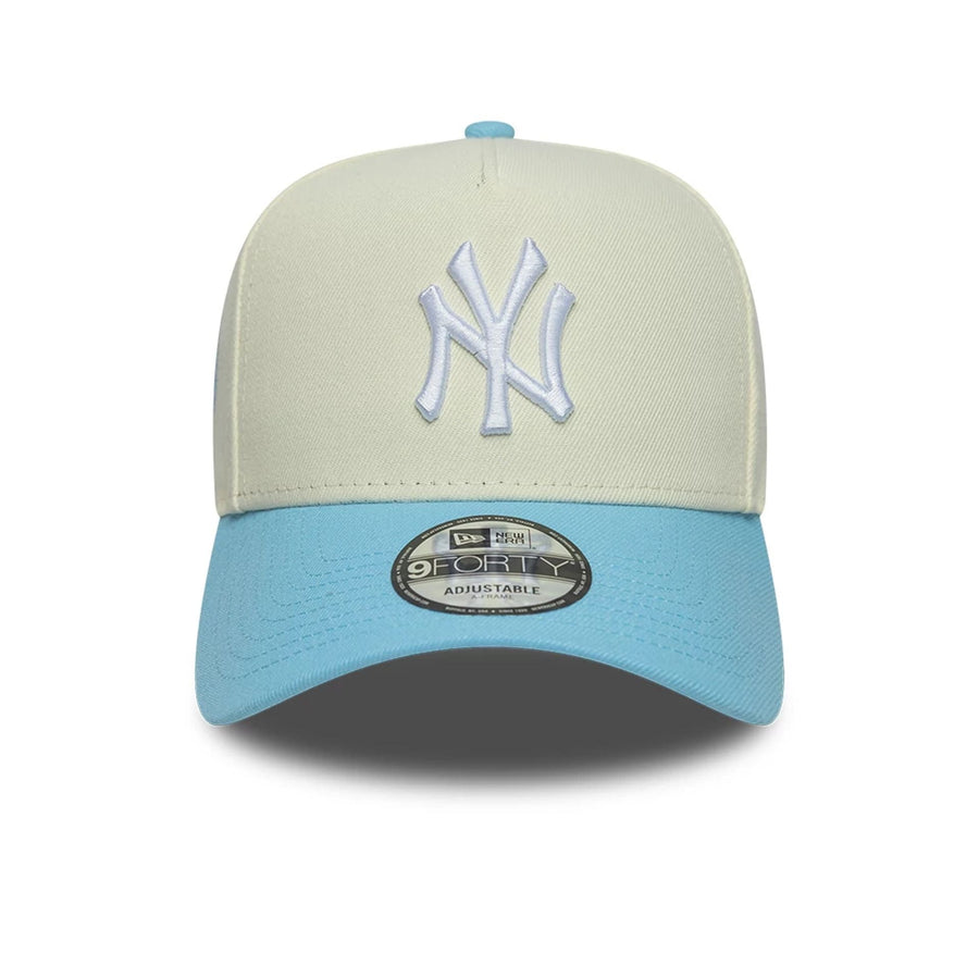 This is a New York Yankees MLB Cream & Blue 9FORTY A-Frame Adjustable Cap 2