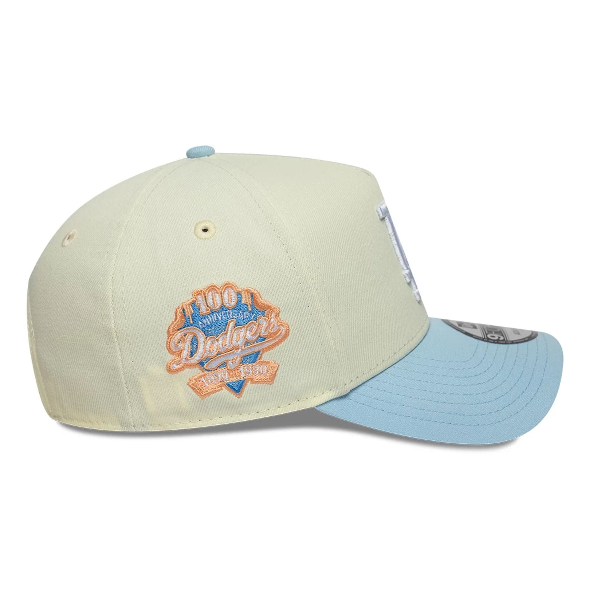 This is a LA Dodgers MLB Cream & Blue 9FORTY A-Frame Adjustable Cap 4