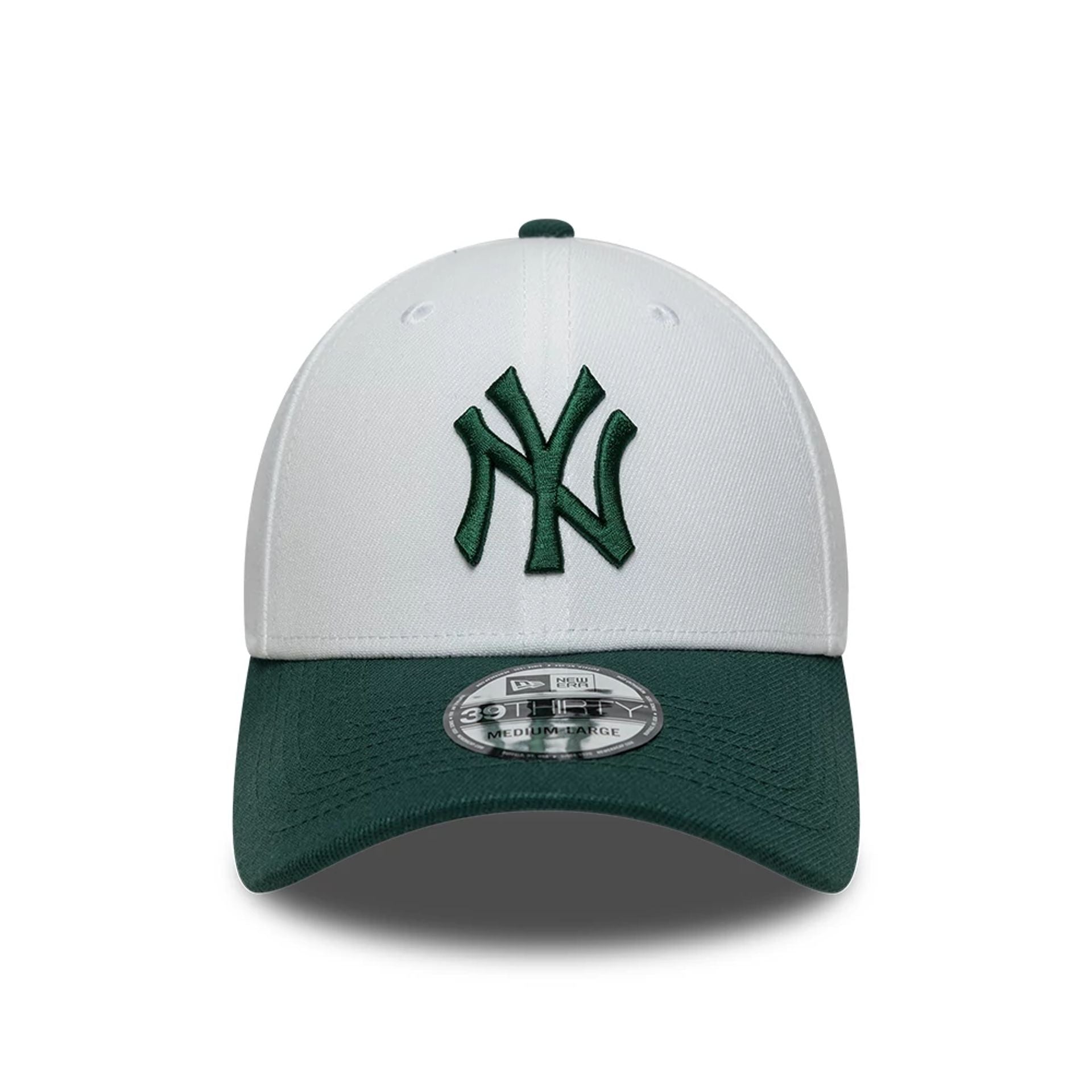 This is a New York Yankees MLB White 39THIRTY Stretch Fit Cap 2