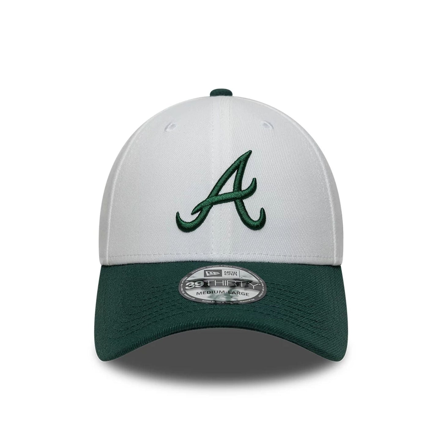 This is a Atlanta Braves MLB White 39THIRTY Stretch Fit Cap 2