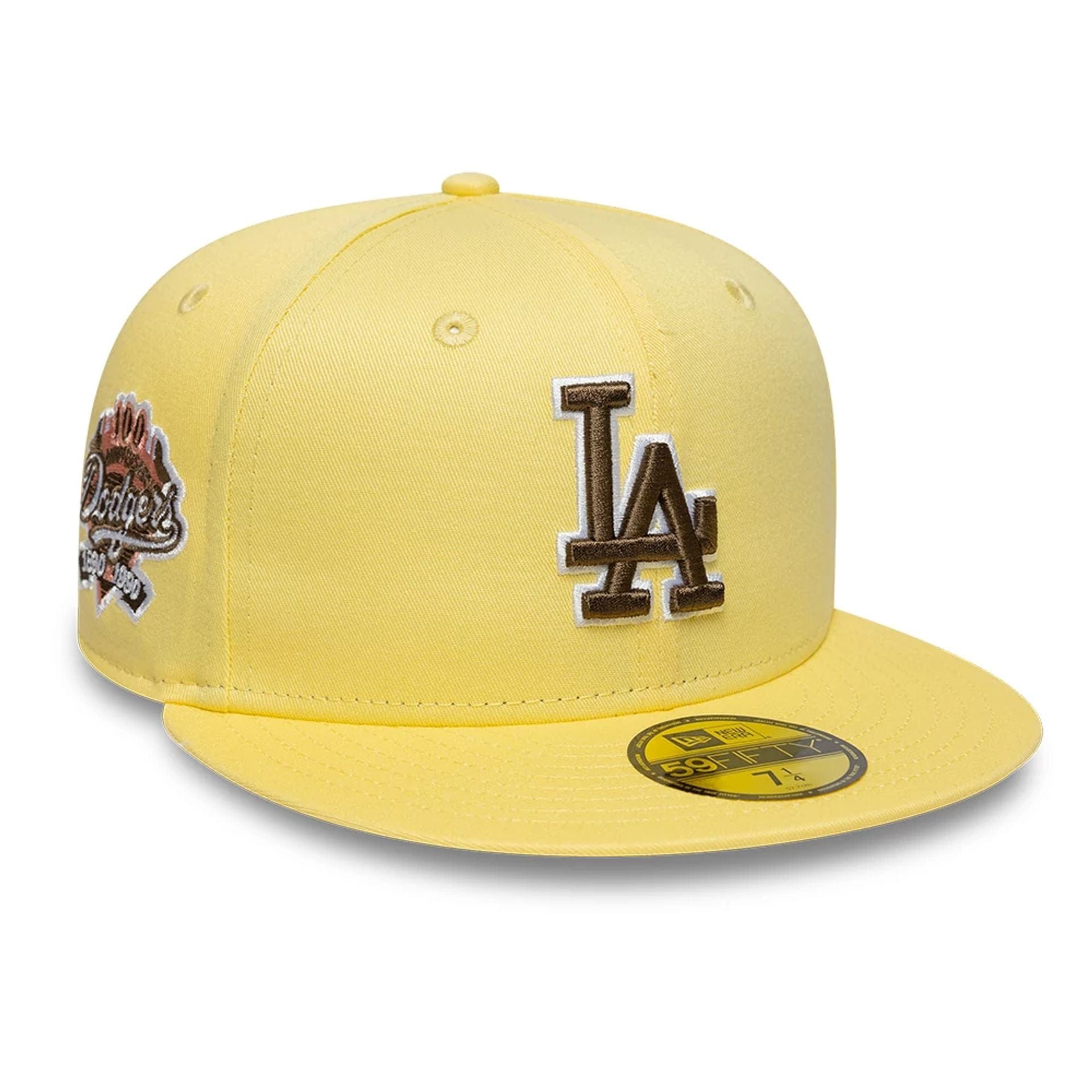 This is a LA Dodgers MLB Pastel Yellow 59FIFTY Fitted Cap 1