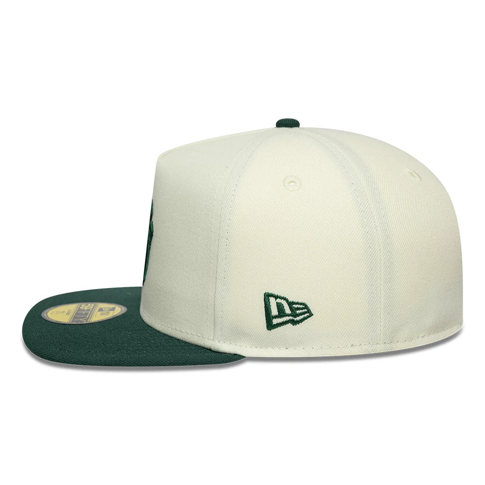 This is a New York Yankees MLB Cream 59FIFTY A-Frame Fitted Cap 6