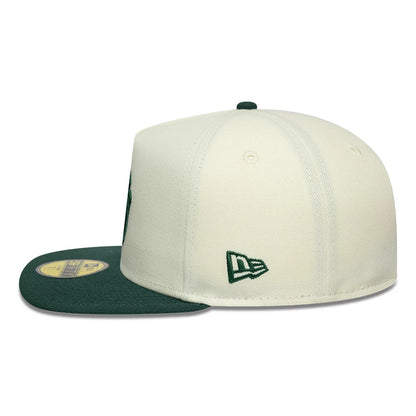 This is a New York Yankees MLB Cream 59FIFTY A-Frame Fitted Cap 6