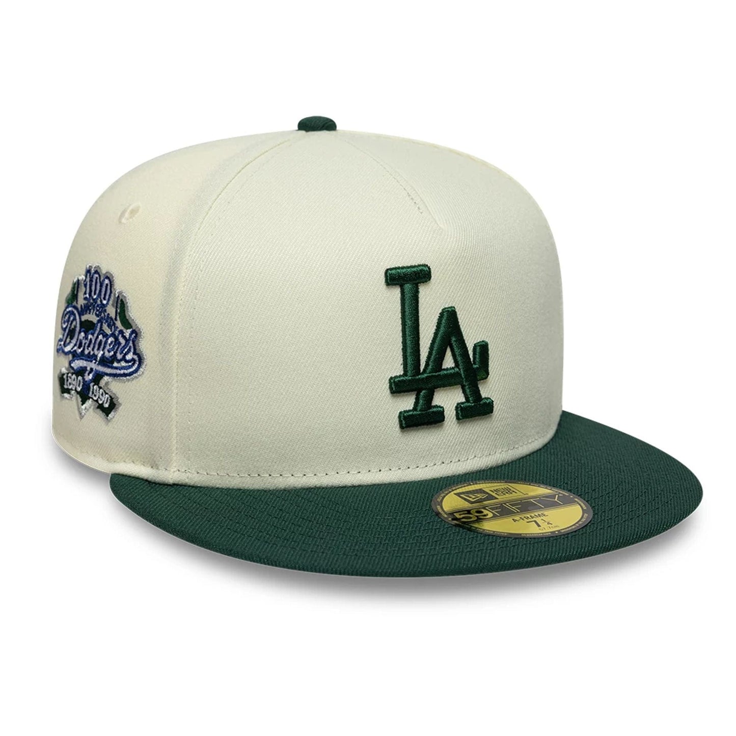This is a LA Dodgers MLB Cream 59FIFTY A-Frame Fitted Cap 1