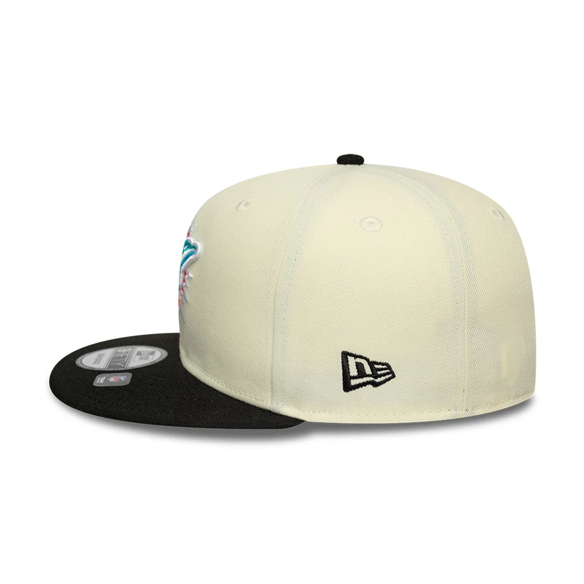 This is a Miami Dolphins NFL Cream 9FIFTY Snapback Adjustable Cap 5