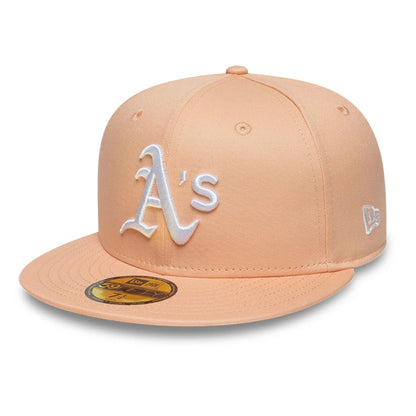 This is a Oakland Athletics MLB Pastel Pink 59FIFTY Fitted Cap 1