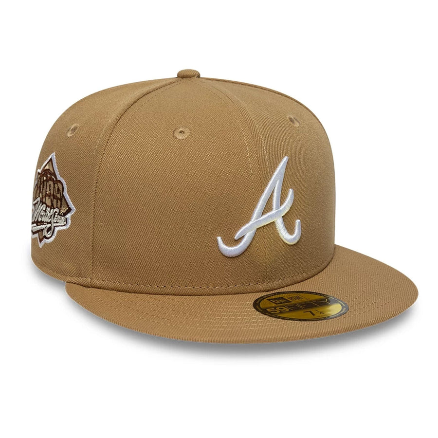 This is a Atlanta Braves MLB Beige 59FIFTY Fitted Cap 1