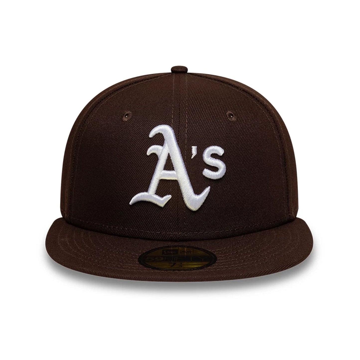 Pictured is this MLB Athletics 59FIFTY Fitted cap in dark brown. 3