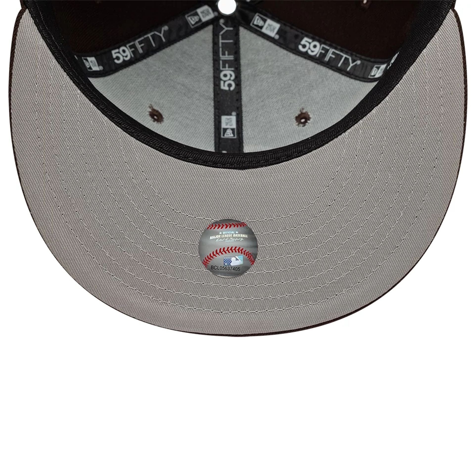 Pictured is this MLB Athletics 59FIFTY Fitted cap in dark brown. 2