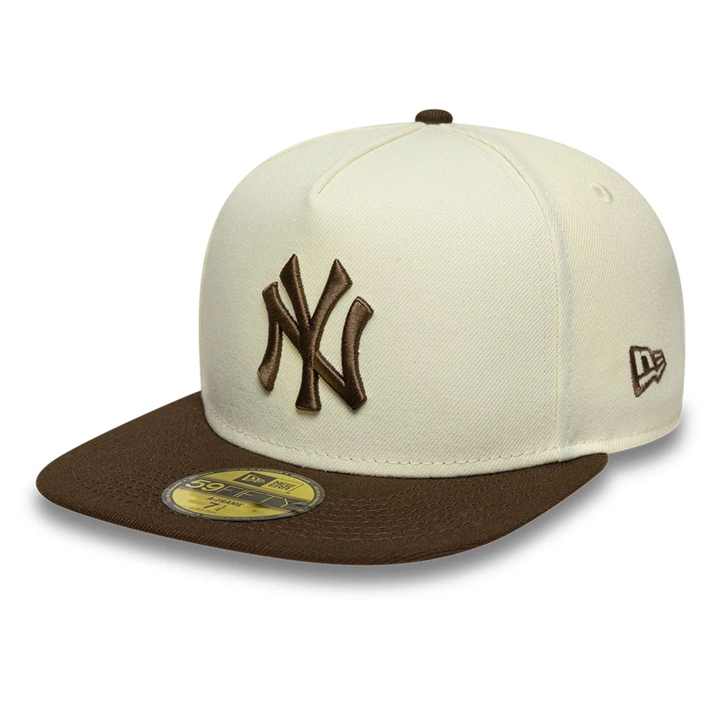 This is a New York Yankees MLB Cream 59FIFTY A-Frame Fitted Cap 4