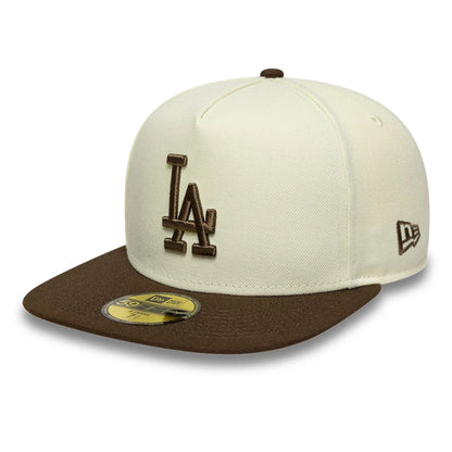 This is a LA Dodgers MLB Cream 59FIFTY A-Frame Fitted Cap 4