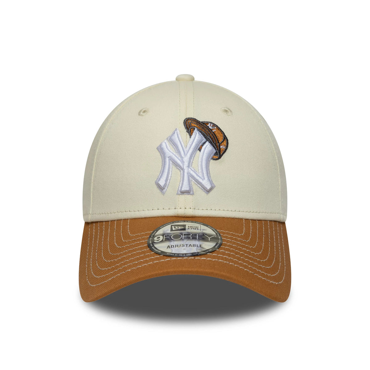 Pictured is this MLB New York Yankees 9FORTY cap in cream and brown. 3