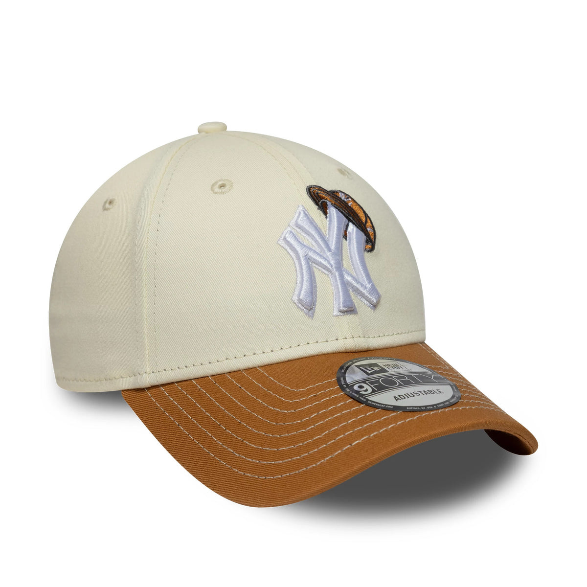 Pictured is this MLB New York Yankees 9FORTY cap in cream and brown. 2