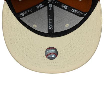 Pictured is this MLB Contrast New York Yankees 59FIFTY Fitted cap in brown. 7