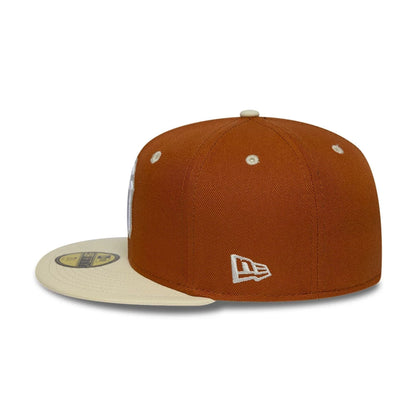 Pictured is this MLB Contrast New York Yankees 59FIFTY Fitted cap in brown. 5