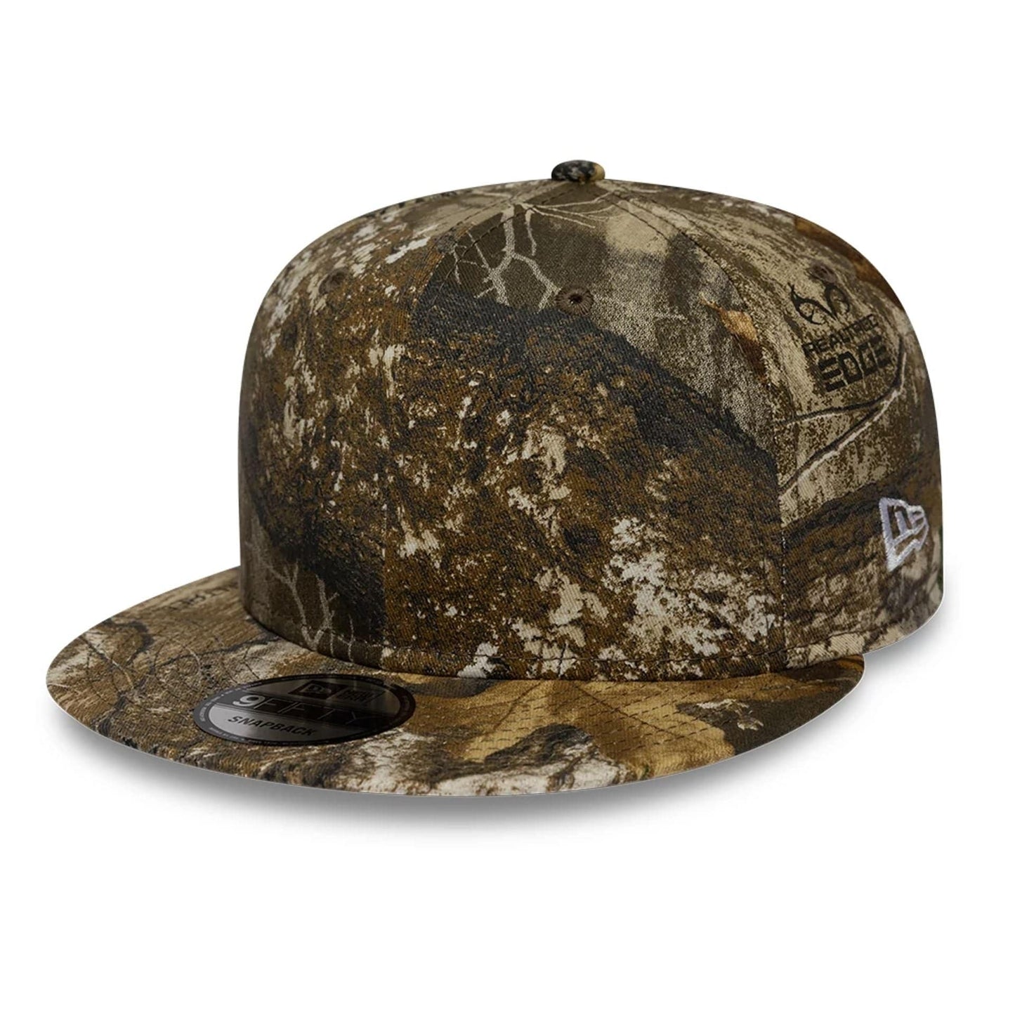 Pictured is this New Era Real Tree 9FIFTY Snapback cap in beige. 1