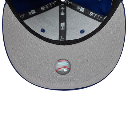 Pictured is this MLB Kanji LA Dodgers 9FIFTY Snapback Adjustable cap in dark blue. 2