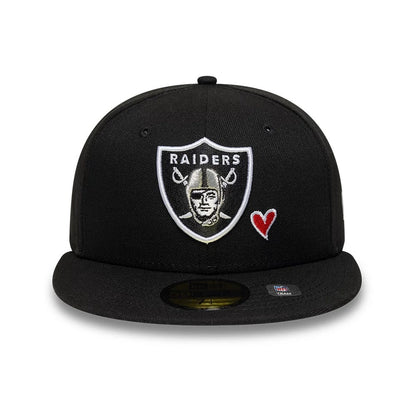 Pictured is this NFL Heart Las Vegas Raiders 59FIFTY Fitted cap in black. 3