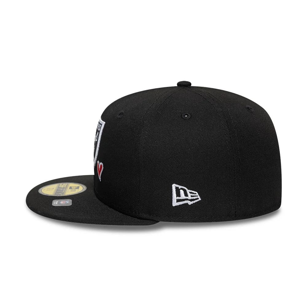 Pictured is this NFL Heart Las Vegas Raiders 59FIFTY Fitted cap in black. 6
