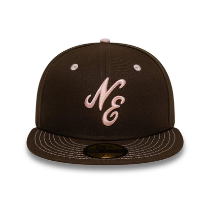 Pictured is this New Era With Love 59FIFTY Fitted cap in dark brown. 3