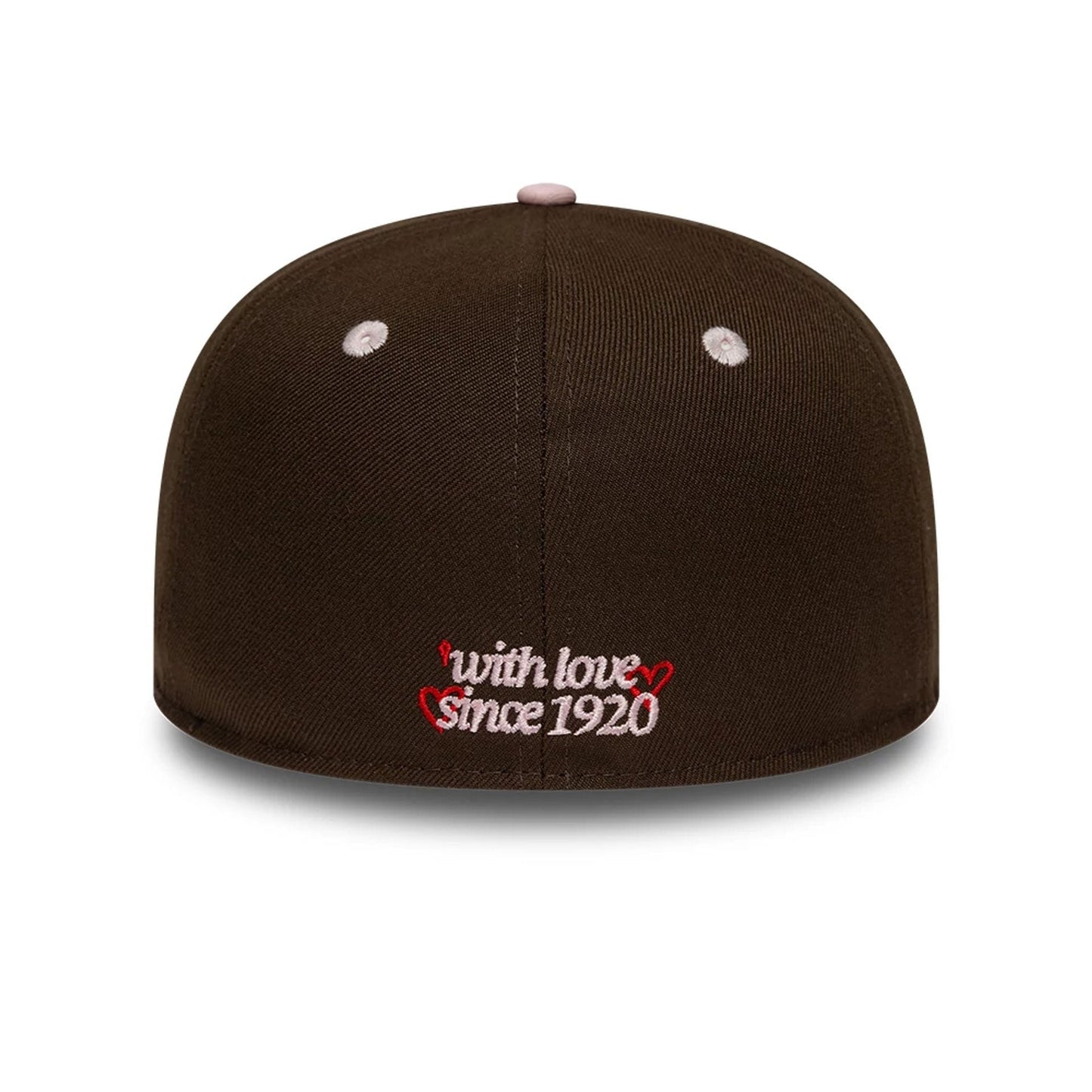 Pictured is this New Era With Love 59FIFTY Fitted cap in dark brown. 2