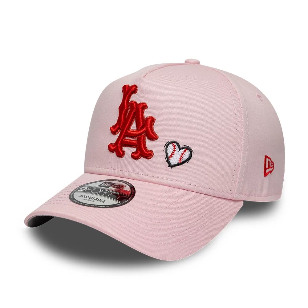Pictured is this MLB Heart LA Angels 9FORTY A-Frame Adjustable cap in pink. 4