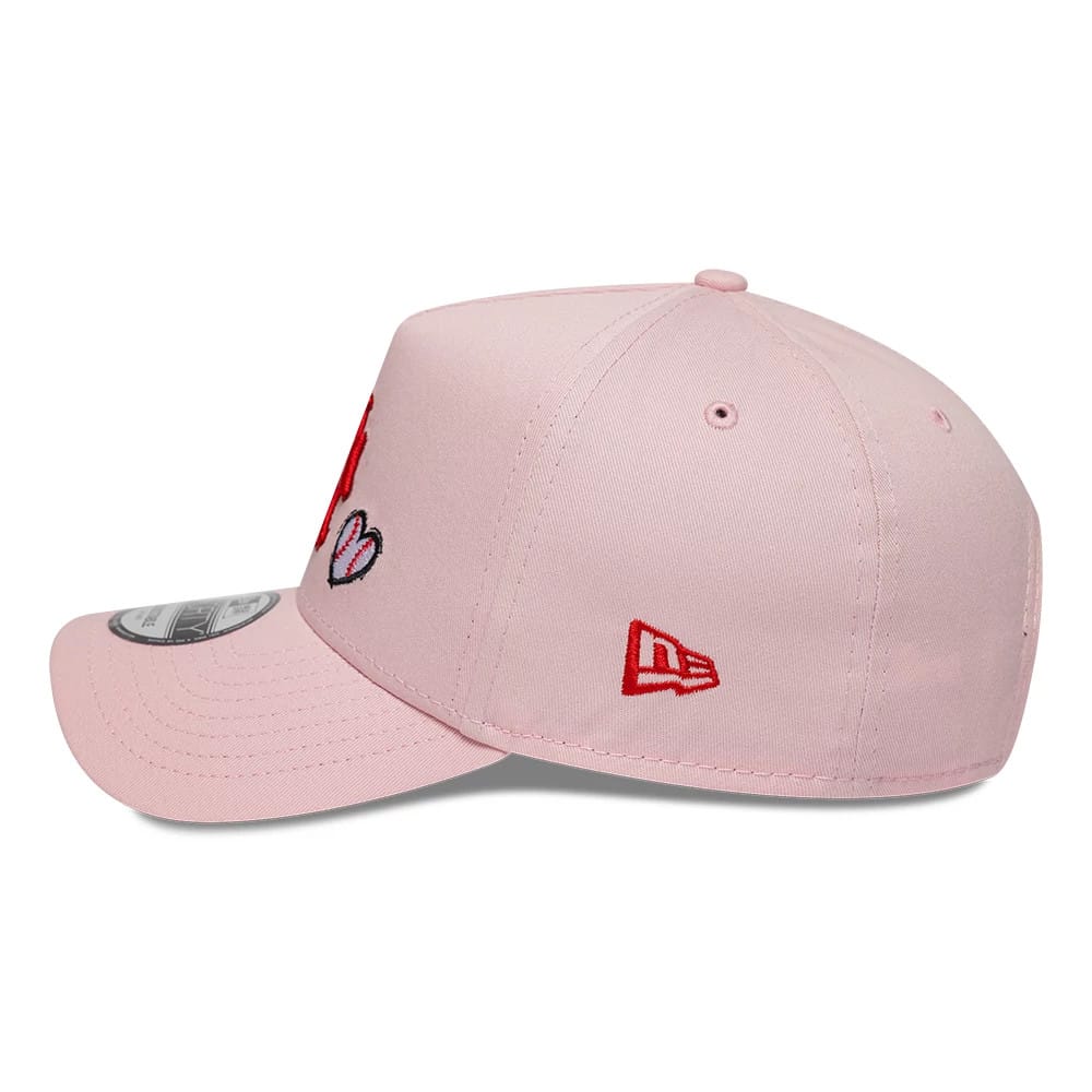 Pictured is this MLB Heart LA Angels 9FORTY A-Frame Adjustable cap in pink. 6