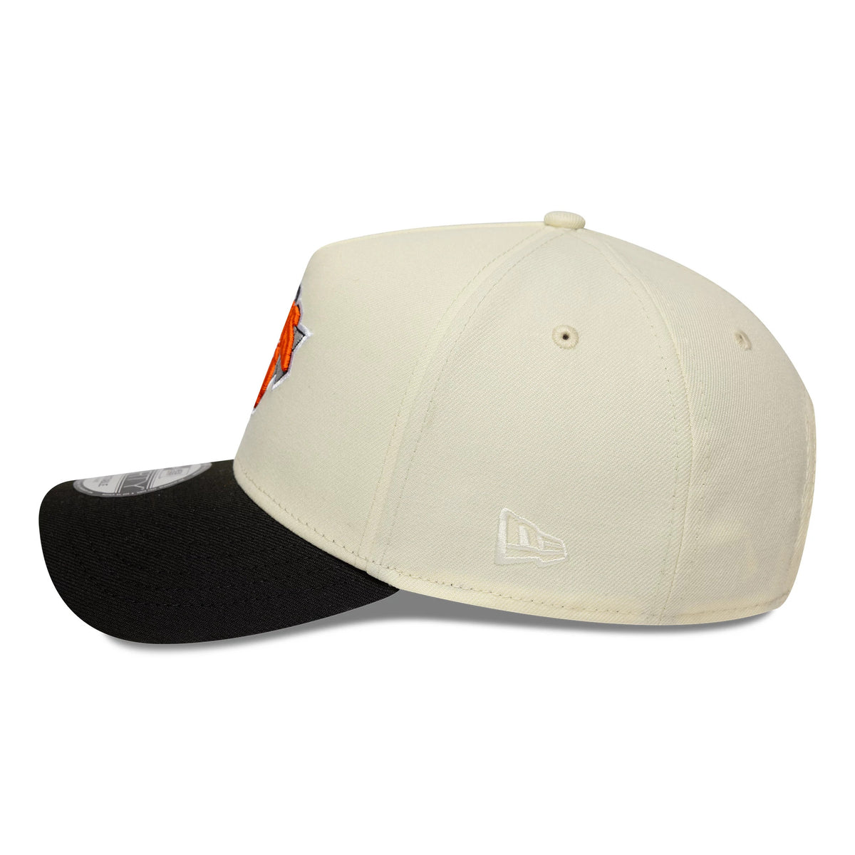 Pictured is this NBA New York Knicks 9FORTY A-Frame cap in white and black. 5
