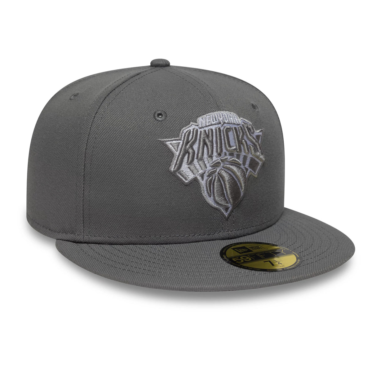 Pictured is this NBA New York Knicks 59FIFTY Fitted cap in dark grey. 3