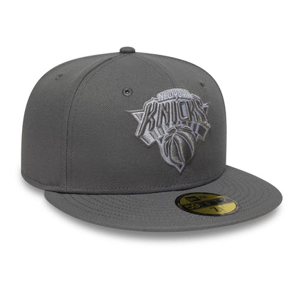 Pictured is this NBA New York Knicks 59FIFTY Fitted cap in dark grey. 3