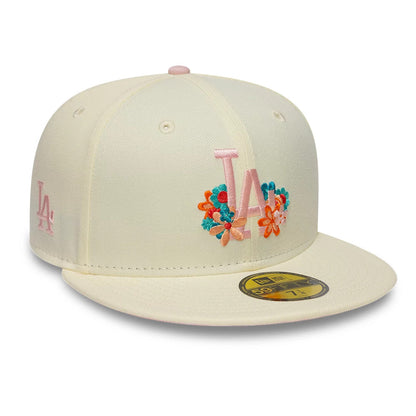 Pictured is this  MLB Floral LA Dodgers 59FIFTY Fitted cap in cream. 1