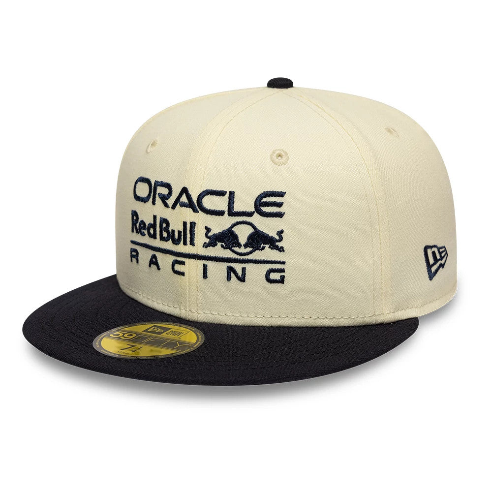 Pictured is this Red Bull Racing 59FIFTY Fitted cap in Cream & Black. 1