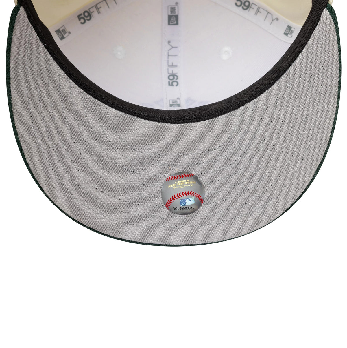 Pictured is this MLB New York Yankees 59FIFTY Fitted cap in cream and dark green. 2