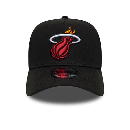 Pictured is this NBA Global Games 2026 London Miami Heat 9FORTY A-Frame cap in black. 2