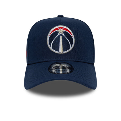 Pictured is this NBA Global Games 2026 London Washington Wizards 9FORTY A-Frame cap in dark blue. 2