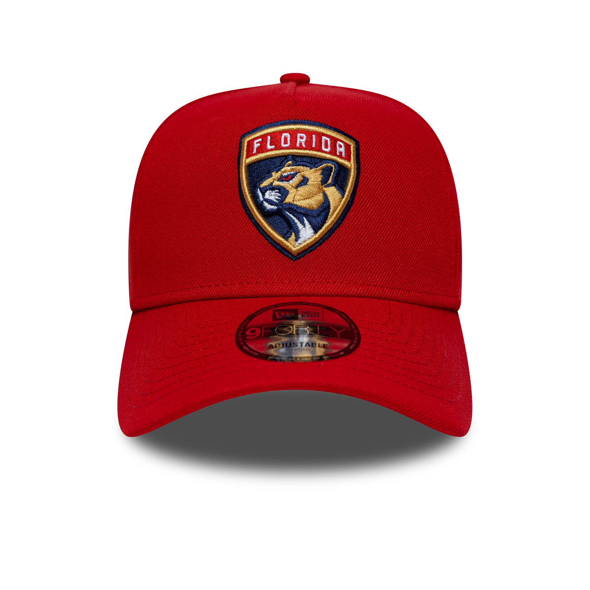 Pictured is this NHL London Game 2026 Florida Panthers 9FORTY A-Frame cap in red. 2