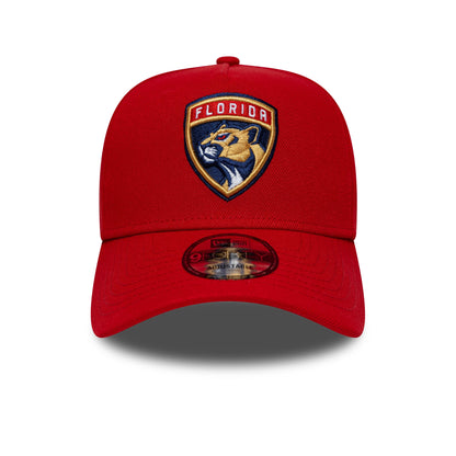 Pictured is this NHL London Game 2026 Florida Panthers 9FORTY A-Frame cap in red. 2