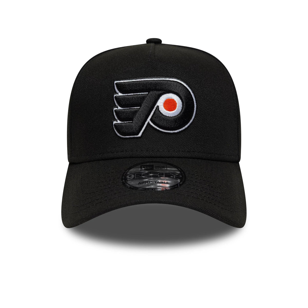 Pictured is this NHL London Game 2026 Philadelphia Flyers 9FORTY A-Frame cap in black. 2