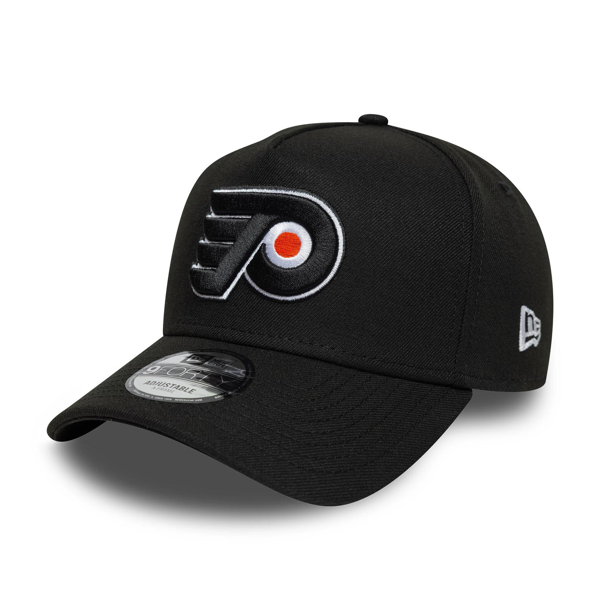 Pictured is this NHL London Game 2026 Philadelphia Flyers 9FORTY A-Frame cap in black. 1