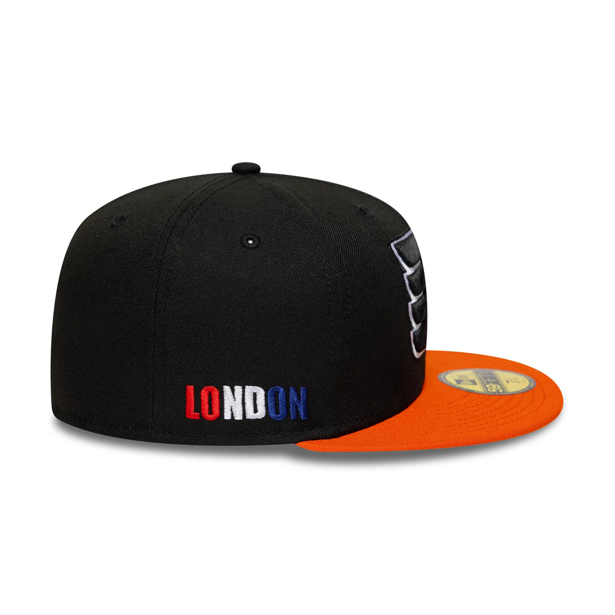 Pictured is this NHL London Game 2026 Philadelphia Flyers 59FIFTY Fitted cap in black and orange. 4