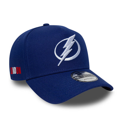 Pictured is this NHL London Game 2026 Tampa Bay Lightning 9FORTY A-Frame cap in dark blue. 1