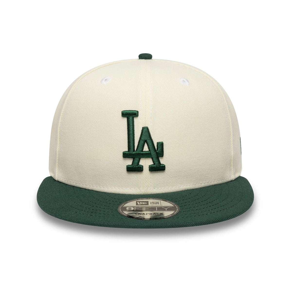 Pictured is this MLB LA Dodgers 9FIFTY Snapback cap in cream and dark green. 2