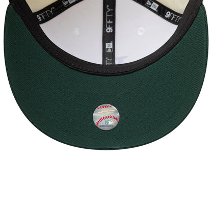 Pictured is this MLB LA Dodgers 9FIFTY Snapback cap in cream and dark green. 7