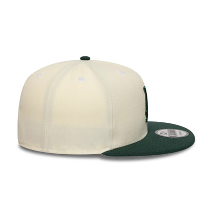 Pictured is this MLB LA Dodgers 9FIFTY Snapback cap in cream and dark green. 5