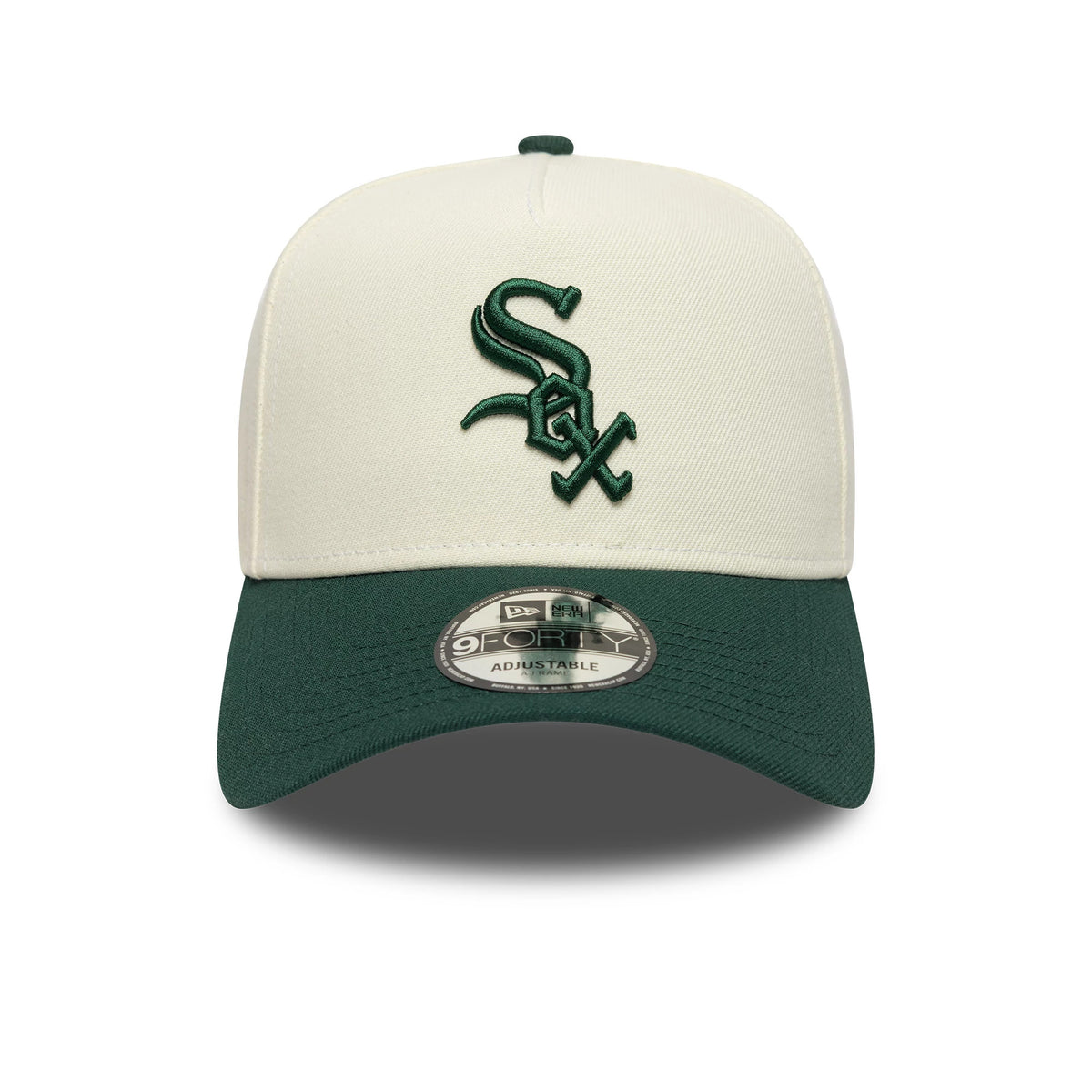 Pictured is this MLB Chicago White Sox 9FORTY A-Frame cap in cream and dark green. 3