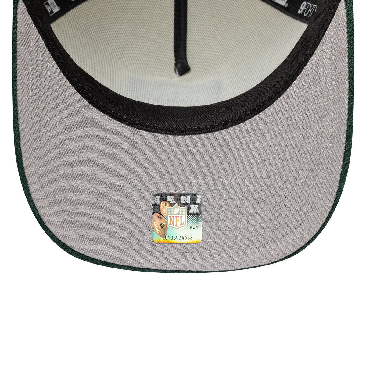 Pictured is this NFL Las Vegas Raiders 9FORTY A-Frame cap in cream and dark green. 2