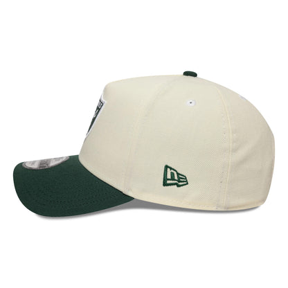 Pictured is this NFL Las Vegas Raiders 9FORTY A-Frame cap in cream and dark green. 5