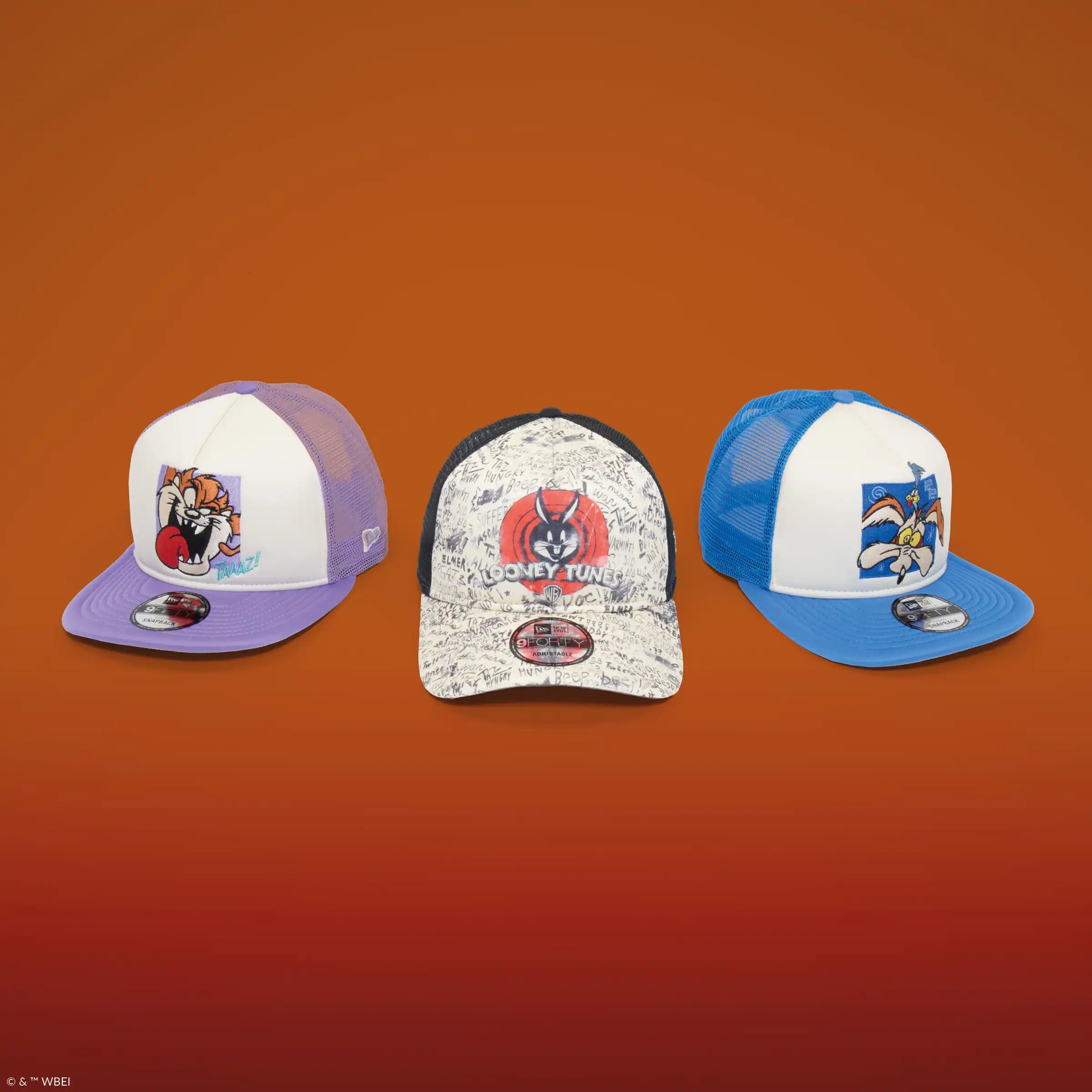 three looney tunes caps