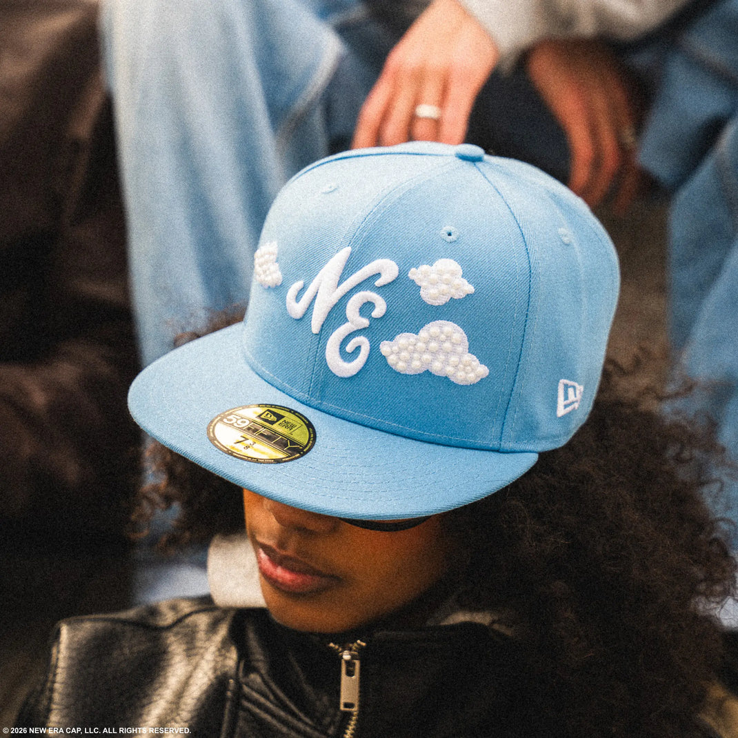 light blue new era script logo cloud 59fifty cap